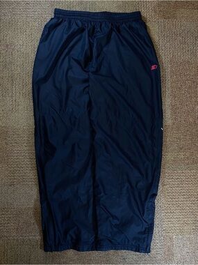 Vintage Starter Black Baggy Windbreaker Track Pants Mens XL Red Inner Lining